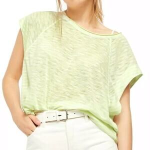 Free People Halo Stripe Oversize Tee Neon Lime Size S